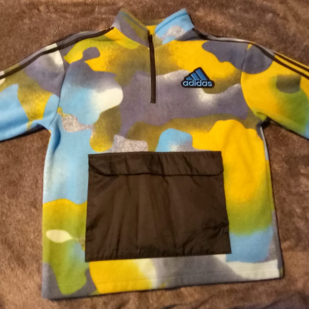 Adidas Multi colored Sherpa Fleece Pullover Size 14-16